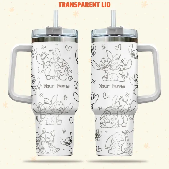 Custom Disney Stitch and Angel Lover Tumbler