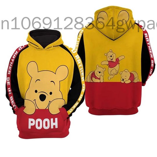 Disney Animation Winnie The Pooh 3D Zip Print Hoodie