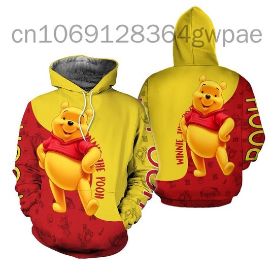 Disney Animation Winnie The Pooh 3D Zip Print Hoodie