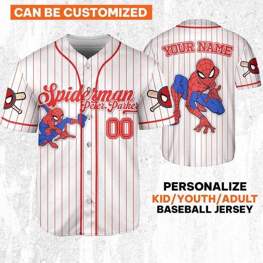 Custom Disney Spiderman Spiderverse Peter Parker Baseball Jersey
