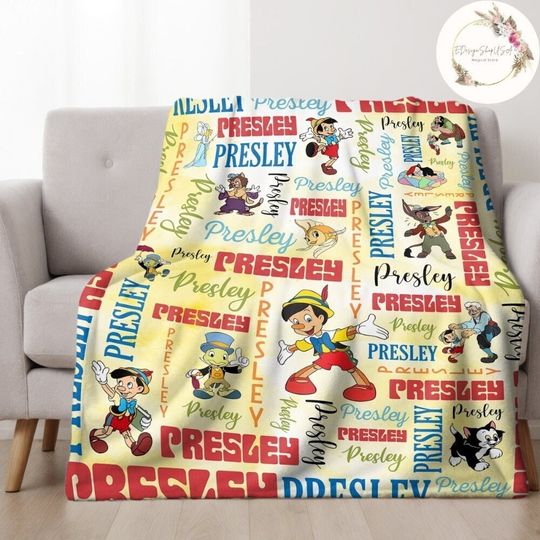 Personalized Watercolor Disney Pinocchio Blanket