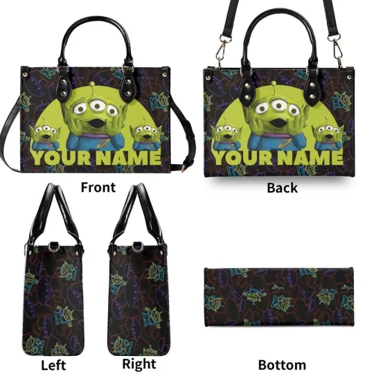 Personalized Aliens Toy Story Leather Handbag, Disney Leather