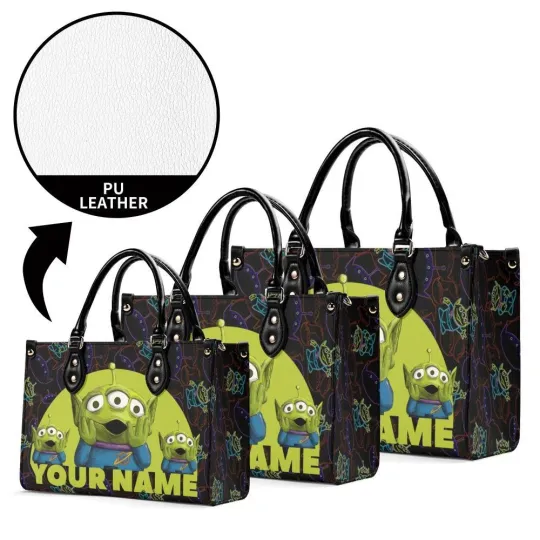 Personalized Aliens Toy Story Leather Handbag, Disney Leather