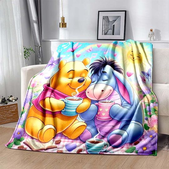6 Size Warm Soft Disney Winnie The Pooh Print Blanket Fluffy Throw Blanket