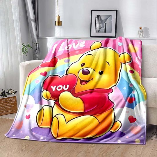 6 Size Warm Soft Disney Winnie The Pooh Print Blanket Fluffy Throw Blanket