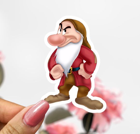 Seven Dwarfs Grumpy Sticker,  Disney Sticker Decal, Snow White Grumpy Sticker