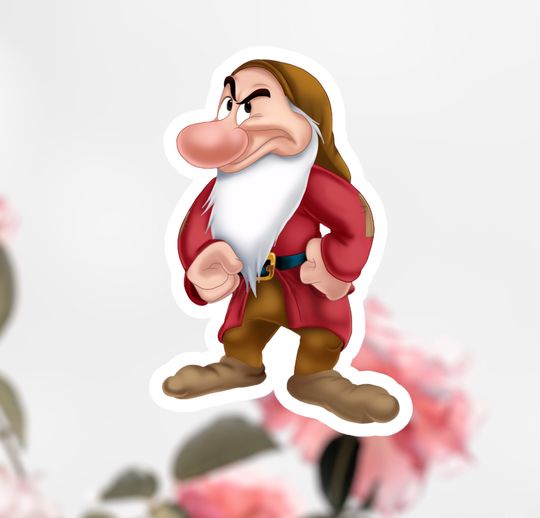Seven Dwarfs Grumpy Sticker,  Disney Sticker Decal, Snow White Grumpy Sticker