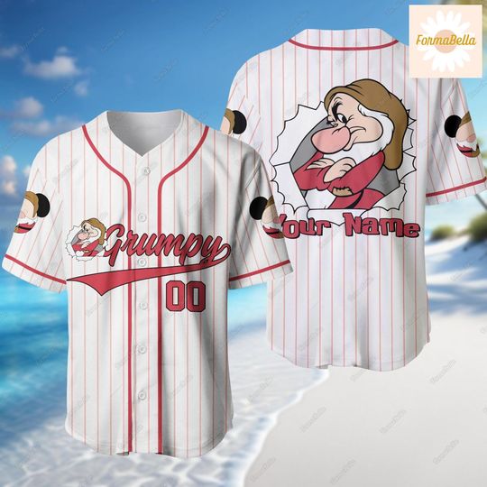 Grumpy Jersey Shirt, Personalized Baseball Jersey, Disney Grumpy Jersey, Seven Dwarfs