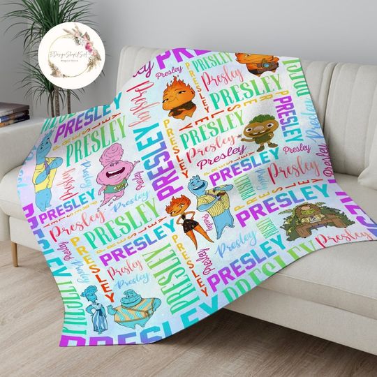 Personalized Watercolor Disney Pixar Elemental Blanket, Custom Name Blanket