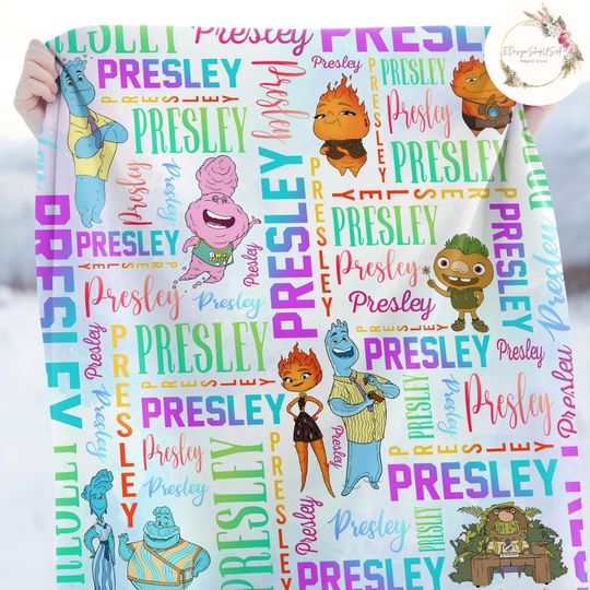 Personalized Watercolor Disney Pixar Elemental Blanket, Custom Name Blanket
