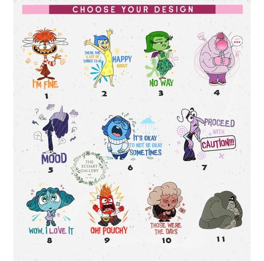 Personalized Disney Inside out 2 characters, Custom text Joy Sadness Anxiety