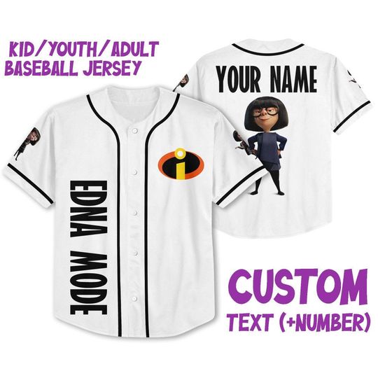 Personalized Disney The Incredibles Edna Mode Baseball Jersey