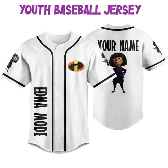 Personalized Disney The Incredibles Edna Mode Baseball Jersey