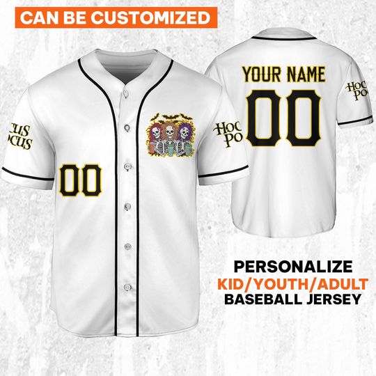 Personalized Hocus Pocus Skeleton Coffee White Jersey, Disney Baseball Jersey