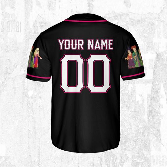 Personalized Hocus Pocus Sanderson Sisters Black Jersey, Disney Baseball Jersey
