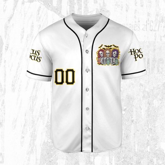 Personalized Hocus Pocus Skeleton Coffee White Jersey, Disney Baseball Jersey