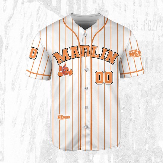 Personalize Finding Nemo Marlin Jersey, Disney Baseball Jersey Sports