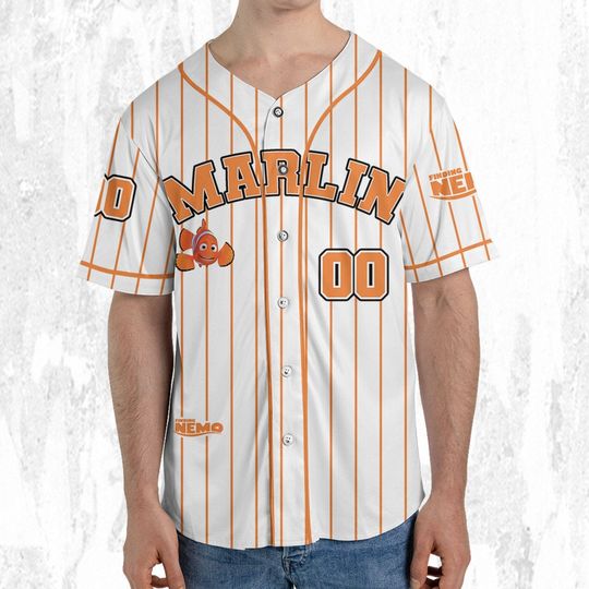 Personalize Finding Nemo Marlin Jersey, Disney Baseball Jersey Sports