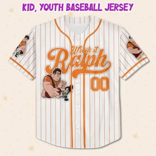 Custom Disney Wreck it Ralph Friendship Simple Stripe, Custom Baseball Jersey
