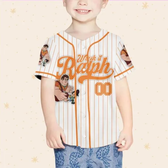 Custom Disney Wreck it Ralph Friendship Simple Stripe, Custom Baseball Jersey