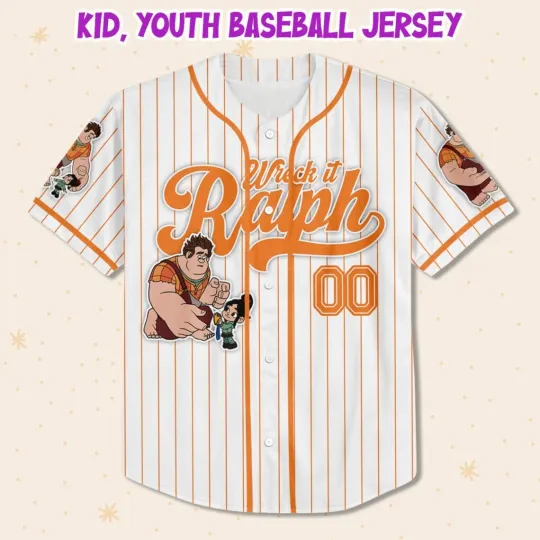 Custom Disney Wreck it Ralph Friendship Simple Stripe, Custom Baseball Jersey