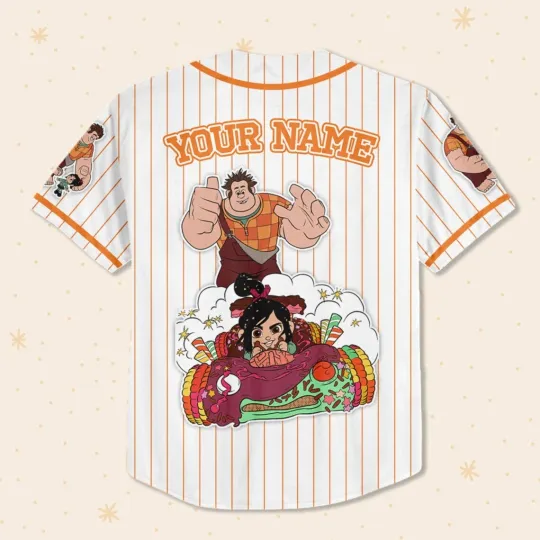 Custom Disney Wreck it Ralph Friendship Simple Stripe, Custom Baseball Jersey