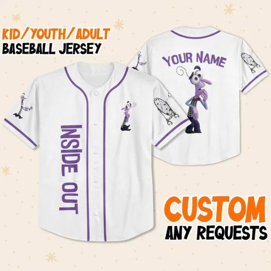 Personalized Disney Inside Out Fear, Disneyland Baseball Jersey, Inside Out 2