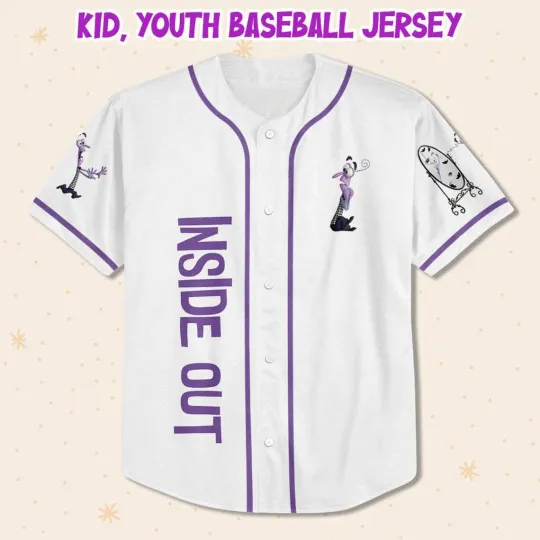 Personalized Disney Inside Out Fear, Disneyland Baseball Jersey, Inside Out 2