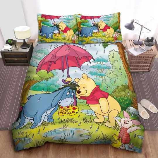 Disney Winnie The Pooh Giving Eeyore Umbrella bedding sets