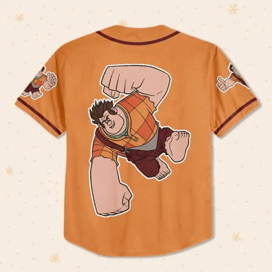 Custom Disney Wreck it Ralph Simple Orange, Custom Baseball Jersey