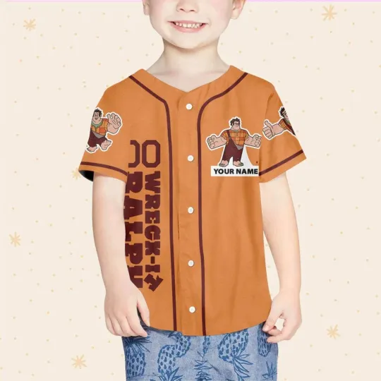 Custom Disney Wreck it Ralph Simple Orange, Custom Baseball Jersey
