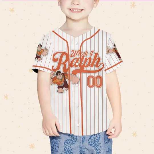 Custom Disney Wreck it Ralph Simple Stripe, Custom Baseball Jersey
