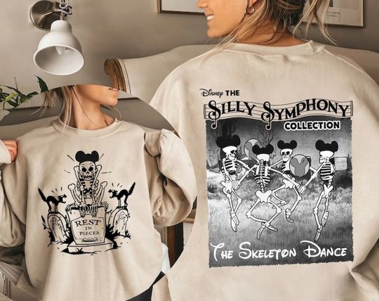 Funny Silly Symphony Skeleton Dance Disney Shirt, Mickey Halloween 2-Side Shirt