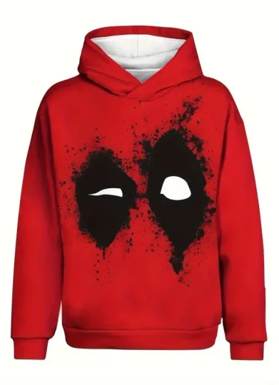 Marvel Deadpool Wolverine Movie 3D Graphic Pullover Hoodie Red Black White NEW