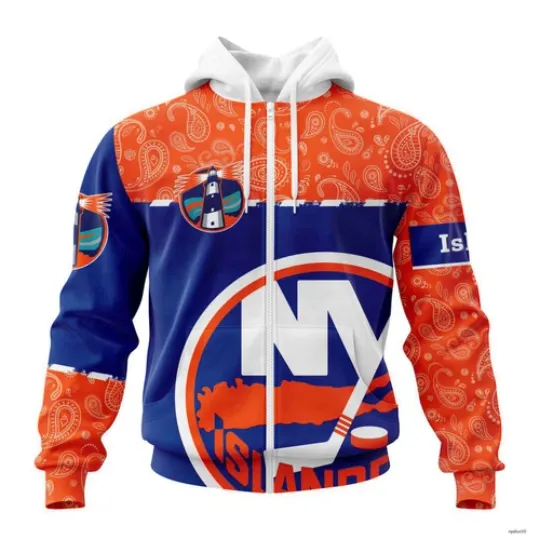 Personalized New York Islanders Hoodie Pullover Paisley Hockey Team