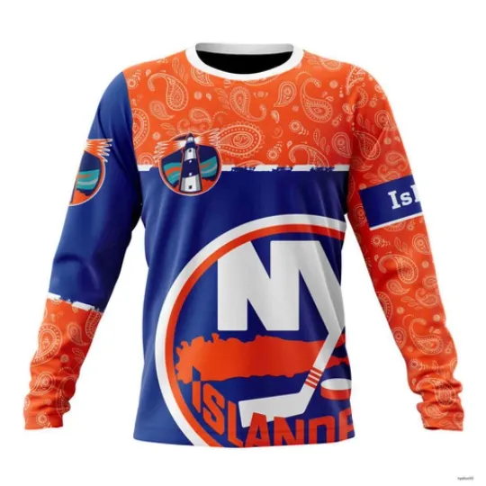Personalized New York Islanders Hoodie Pullover Paisley Hockey Team