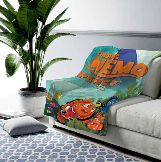 Personalized WatercolorDisney Finding Nemo Blanket, Custom Name Pixar Finding Dory Blanket