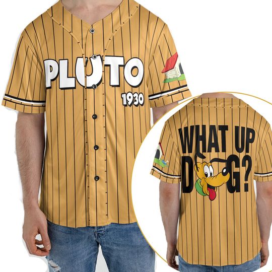 Two Sided Disney Pluto What's Up Dog Baseball Jersey, Disney Pluto Dog 1930