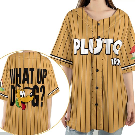 Two Sided Disney Pluto What's Up Dog Baseball Jersey, Disney Pluto Dog 1930