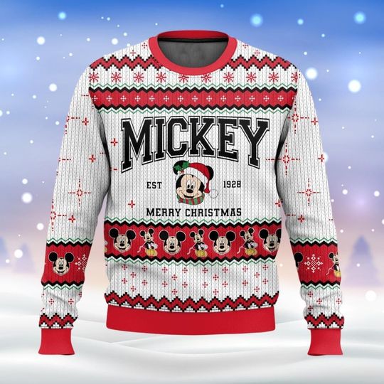 Disney Mickey Ugly Christmas Sweater, Mickey Mouse Holiday Sweater