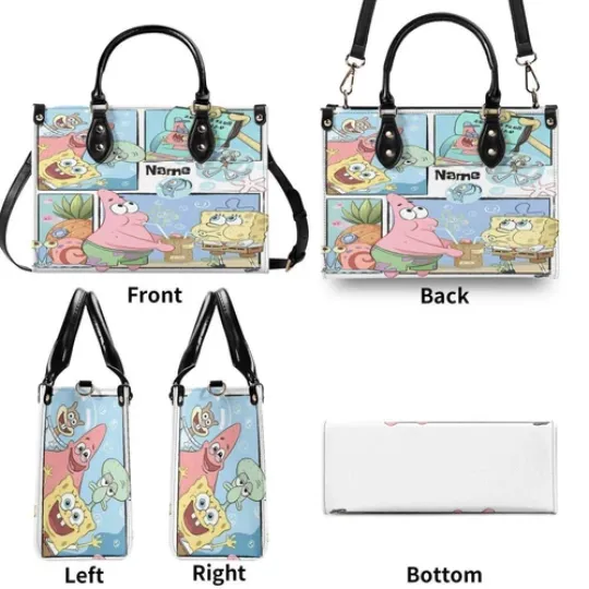 Carton SpongeBob Cute Design Leather Handbag, Cute HandBag, Gift For Girlfriend