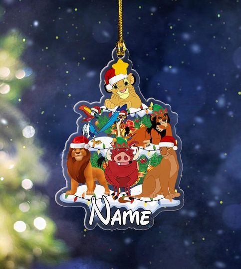 Disney Lion King Characters Acrylic Ornament, Simba Timon Pumbaa Christmas