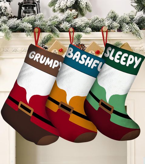 Personalized Disney Character Christmas Stocking, Snow White and The Seven Dwarfs Stocking