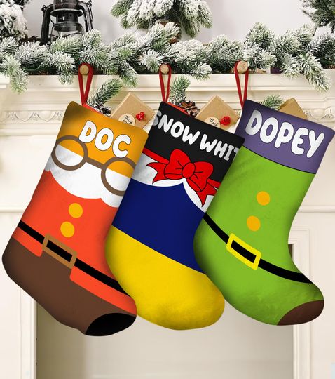 Personalized Disney Character Christmas Stocking, Snow White and The Seven Dwarfs Stocking