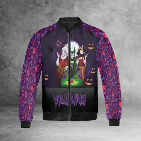 Villain Characters Group Ursula Maleficent Evil Queen Horror Themed Jacket