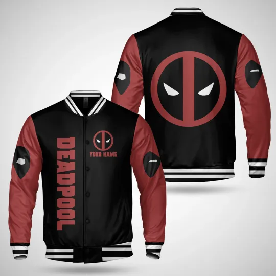 Personalized Deadpool Symbol Superhero Fans Gift Black Red Jacket