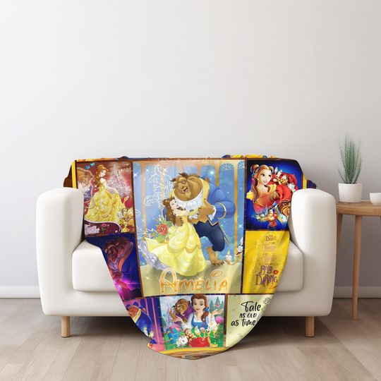 Personalized Beauty and the Beast Blanket/Disney Princess Belle Valentine Blanket/Beauty the Beast Blanket/Princess Birthday Blanket