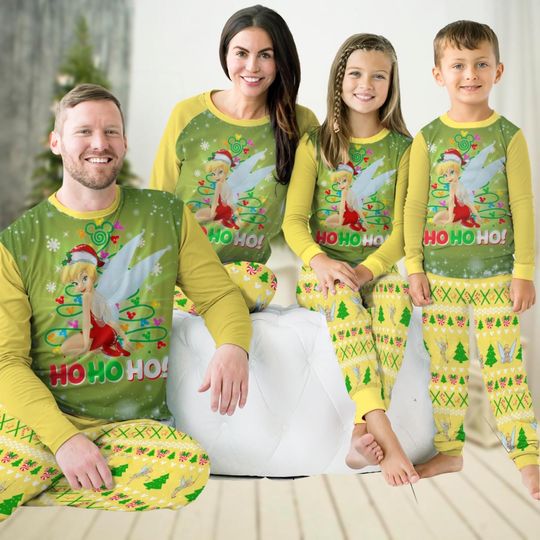 Christmas Tinker Bell Family Pajamas, Tinkerbell Christmas Pajamas, Matching Pajamas Set, Disney Movie Cartoon Pajamas Pants