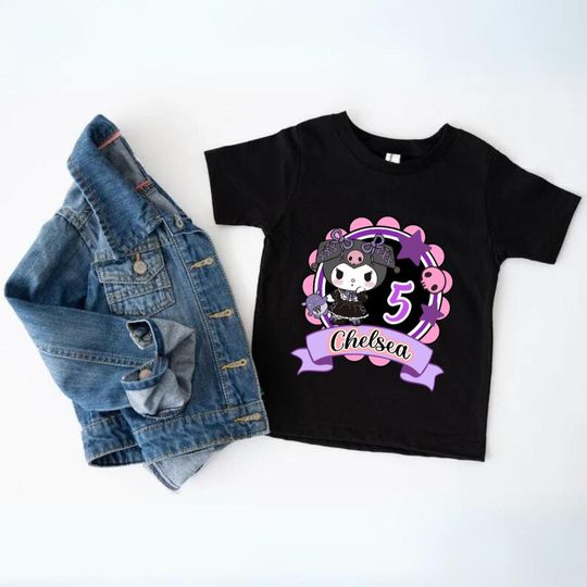 Kawaii Black Kitty Birthday Tee Personalized Kawaii Cat Birthday Theme Party Family Matching Tee Gift for Girl Kuro cat outfit Toddler
