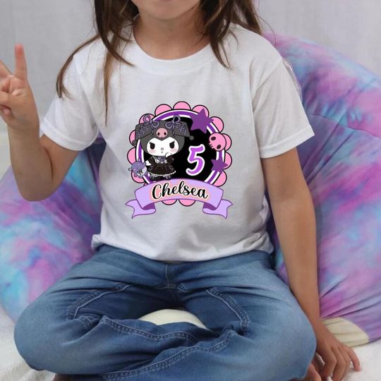 Kawaii Black Kitty Birthday Tee Personalized Kawaii Cat Birthday Theme Party Family Matching Tee Gift for Girl Kuro cat outfit Toddler